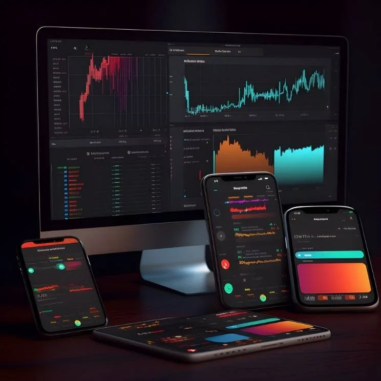 Business team reviewing trade data